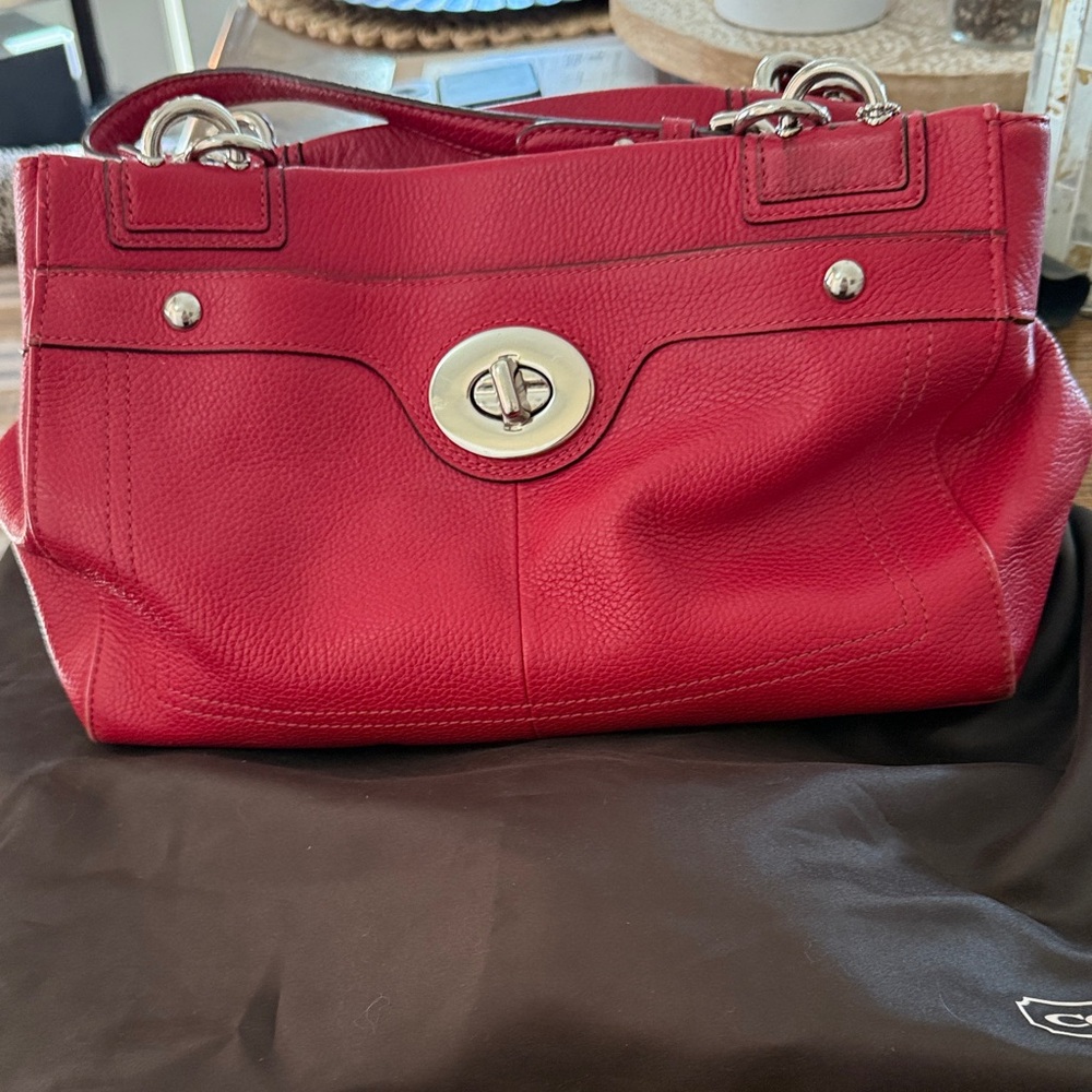 Coach Red Leather Shoulder Bag